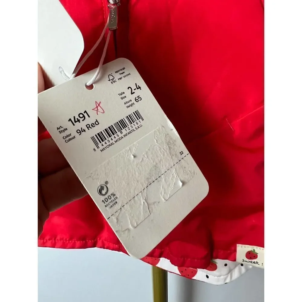 NWT Mayoral Strawberry Reversible Windbreaker Jacket Sz. 2-4mo
